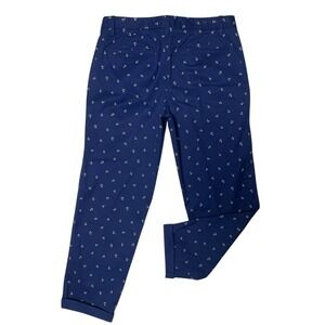 Talbots Navy Blue Anchor Print  Relaxed Mid Rise Chinos Womens 6